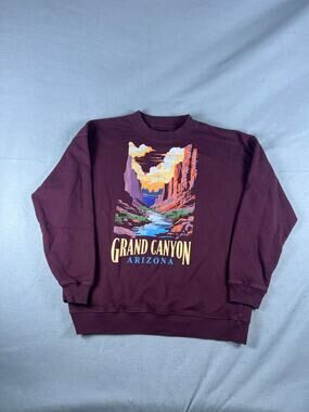 State of Mine Sweatshirt L Maroon Grand Canyon Arizona Sunset Fleece Pullover